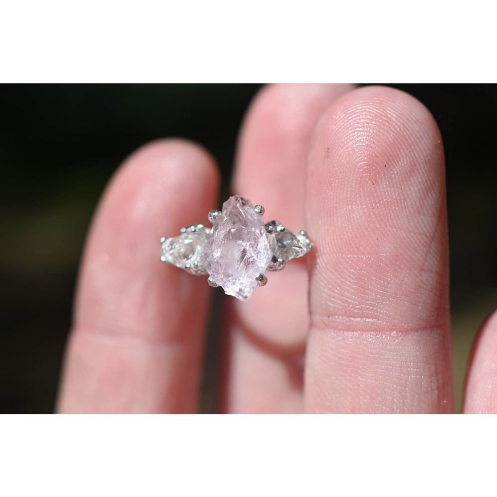 Morganite and alternative raw diamond engagement ring size 4 5 6 7 8 8 9